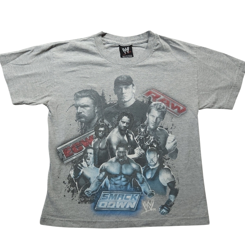 Y2K WWE Wrestling Smackdown Boys T-Shirt Cena Jericho HHH  Boogeyman Khali Morri